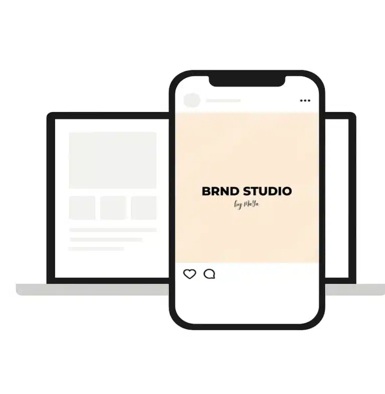 Illustration Laptop und Smartphone mit Text ‚Werde Teil BRND Studio