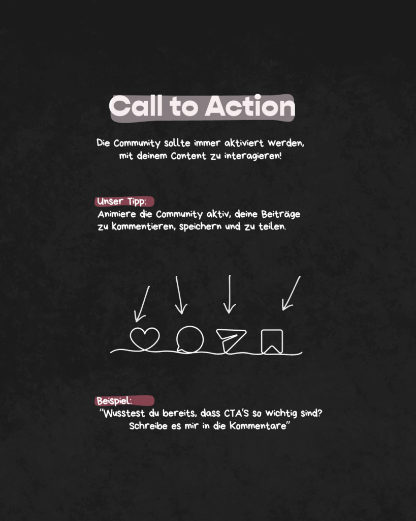 Call to Action Beispiel in einem Instagram-Post – Community zur Interaktion auffordern